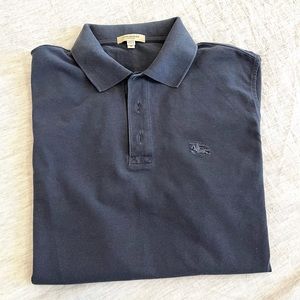 Navy blue Burberry London short sleeve polo.